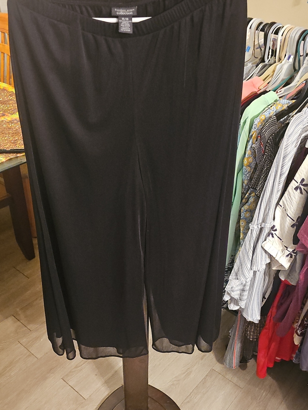 Collection B Black Wide-Leg Chiffon Overlay Palazzo Pants